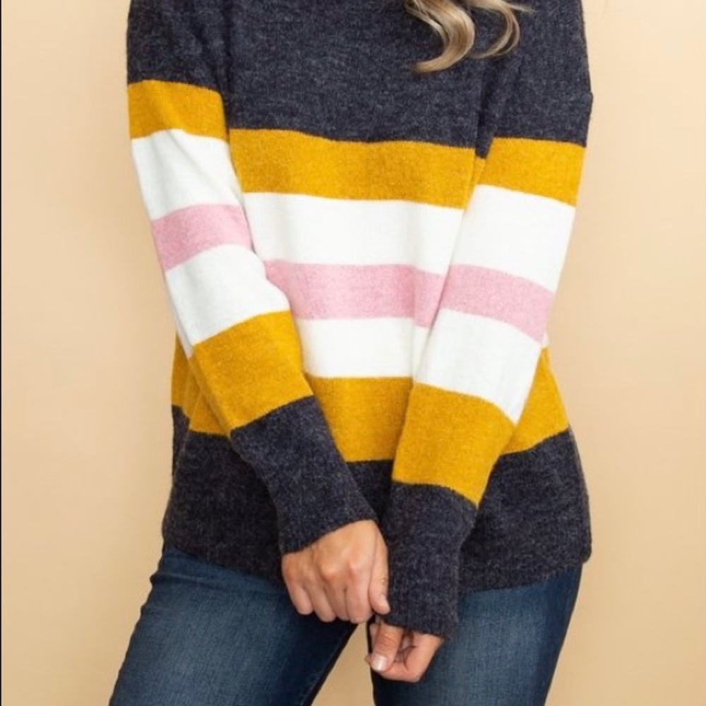 White Birch Navy Striped Sweater - Size M